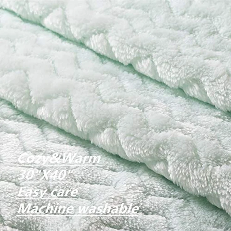CREVENT 75X100cm Leichte, gemütliche, Flauschige, warme Fleece-Kinderwagendecke für Mädchen, Kleinkind, Kinderbett, Kinderwagen (Wave Avocado Green) – Bild 4