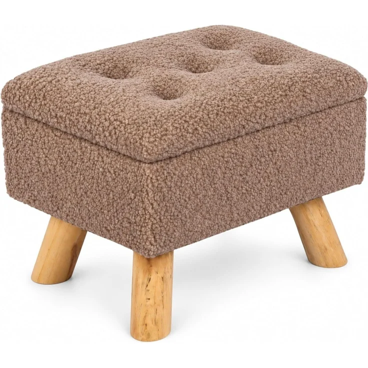 Relaxdays Hocker mit Stauraum Teddystoff – Bild 1