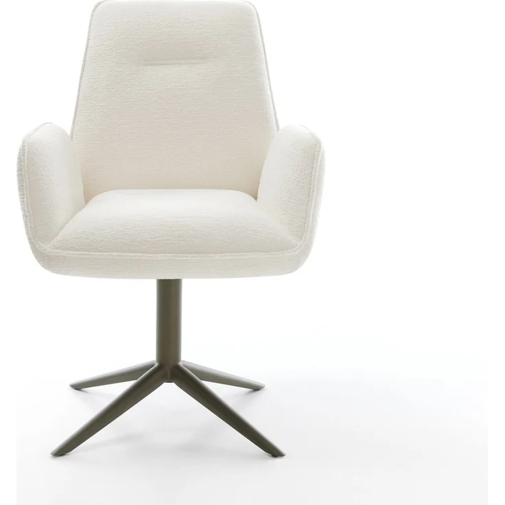 Drehstuhl Zoa-Flex Bouclé Soft Beige Fußkreuz Effektfinish Titan 360° drehbar Wippfunktion Taschenfederkern – Bild 2