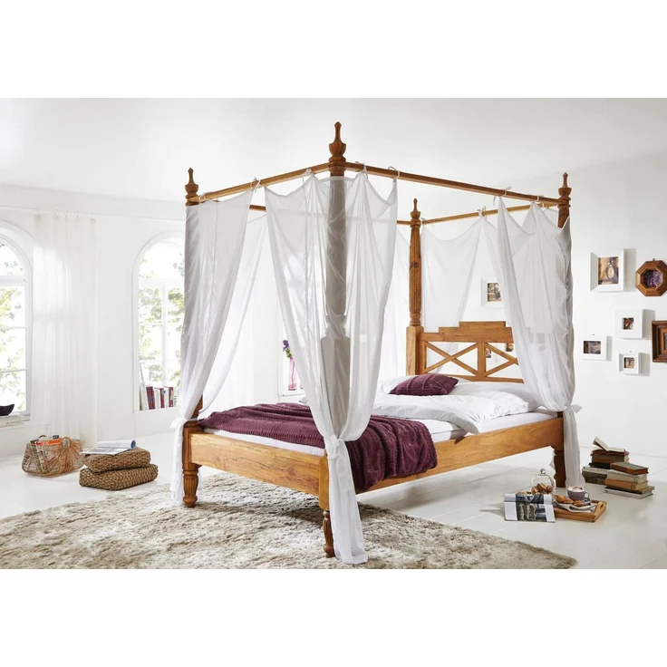 Himmelbett Sheesham 160x200x224 braun geölt NATURE BROWN #531 – Bild 8