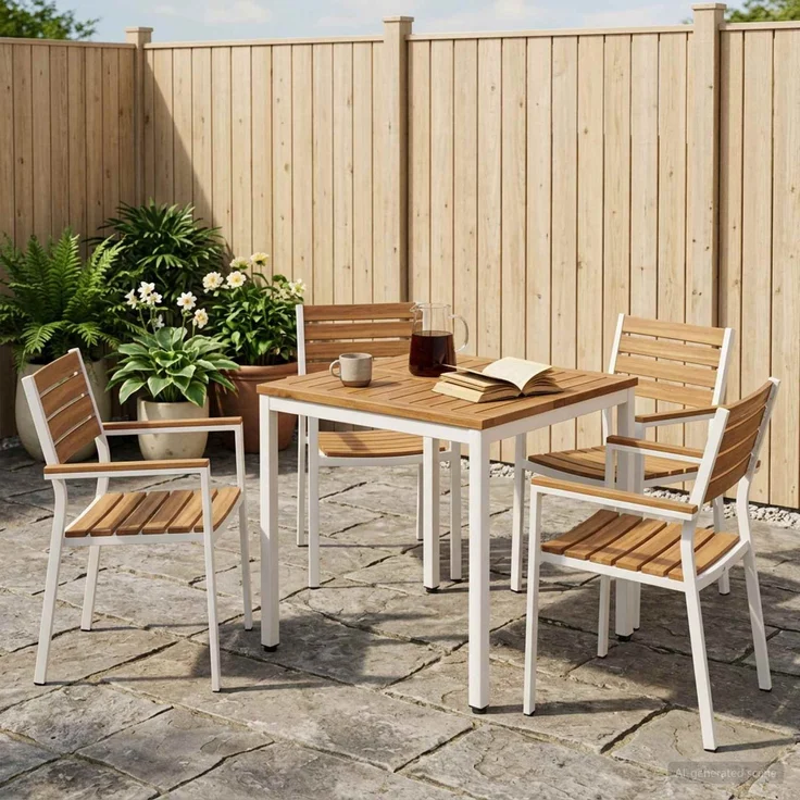 vidaXL Gartentisch NAARDEN Natur und Weiß 60 x 60,5 x 75 cm 901305 – Bild 1