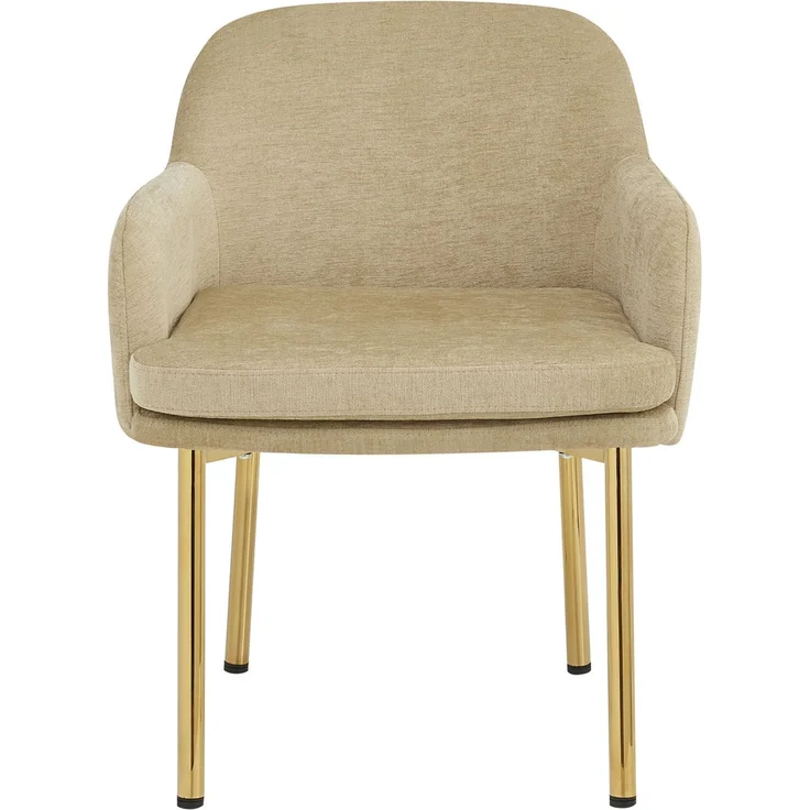 4 Esszimmerstühle mit Armlehnen, Polyester & Metallgestell, 61x59x78,5 cm, Braun – Bild 2