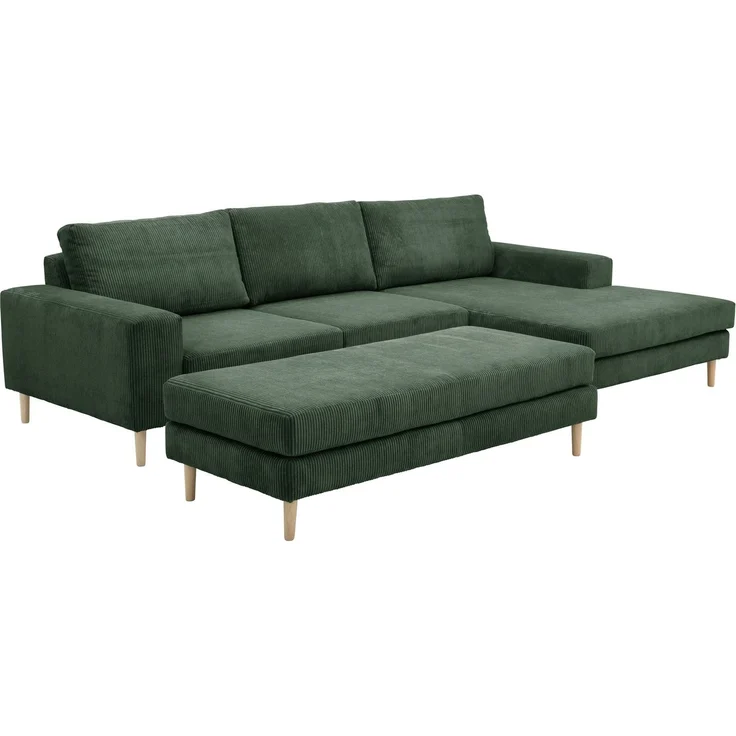 Sofa mit Longchair rechts Kaylynn Cordstoff dunkelgrün – Bild 6