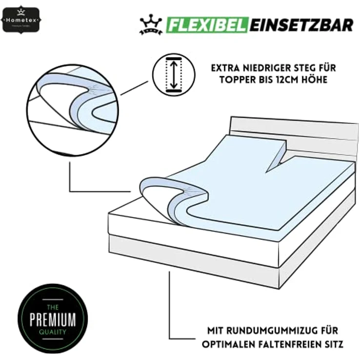 Hometex Premium Textiles Spannbettlaken Exclusive Split Topper-Spannbettlaken, Jersey, Gummizug: rundum, 100% Baumwolle Premium Qualität 160 g/m² – Bild 5