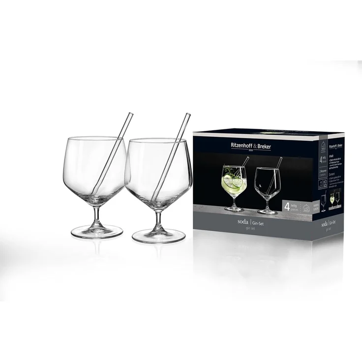 2er-Set Gin-Gläser mit Trinkhalmen Soda – Bild 2