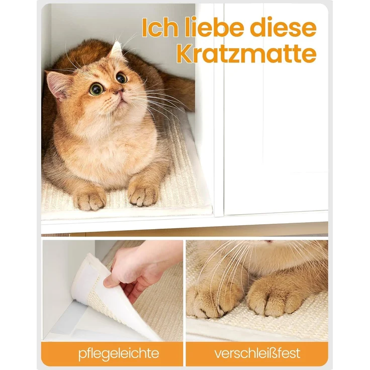 Katzenschrank, mit Tür und separater Trennwand, Spanplatte, Stahl, Weiß und Gold, 50 x 80 x 61 cm – Bild 4