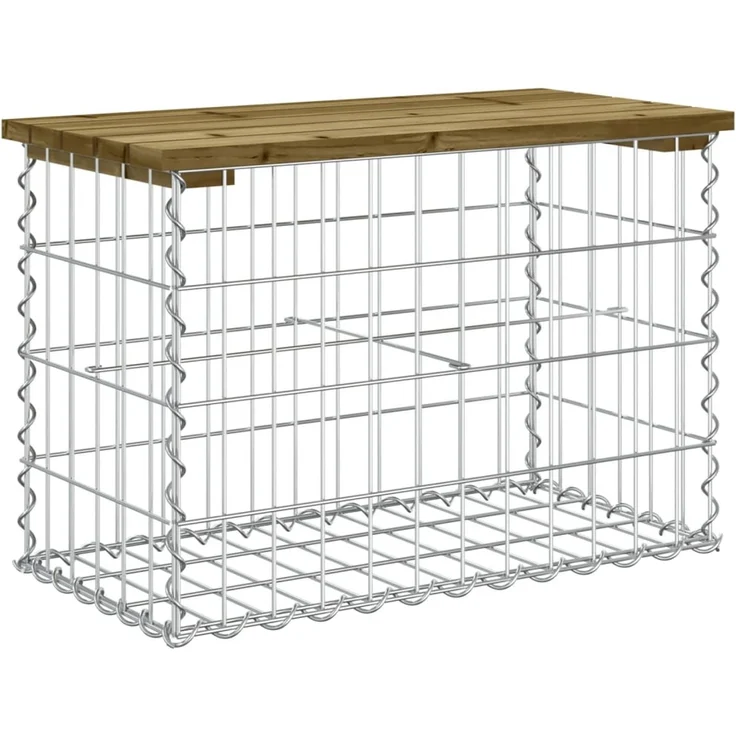 vidaXL Gartenbank aus Gabionen 63x31,5x42 cm Kiefernholz Imprägniert 834346 – Bild 5