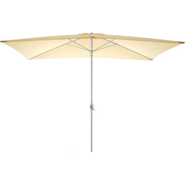 VCM Sonnenschirm eckig 300x200 cm, beige Kurbel Marktschirm mit verrottungsfestem Polyester und Windhaube
