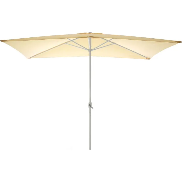VCM Sonnenschirm eckig 300x200 cm, beige Kurbel Marktschirm mit verrottungsfestem Polyester und Windhaube