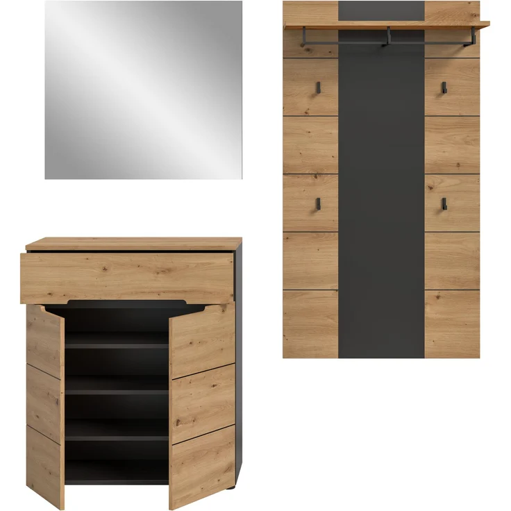 Garderobenkombination (B/H/T: 175x190x37 cm) in Artisan Nachbildung – Bild 3