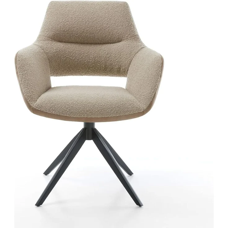 Drehstuhl Yago-Flex mit Armlehnen Materialmix Schlamm Kreuzgestell breit Schwarz 360° drehbar Taschenfederkern – Bild 3