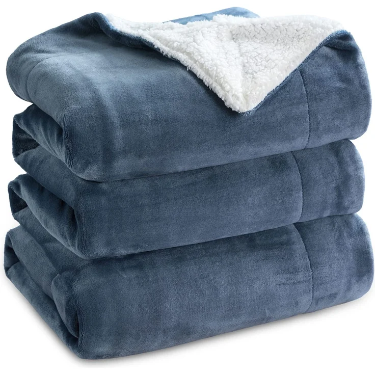 BEDSURE Sherpa Kuscheldecke Flauschig 220x240 - Sofadecke, Schieferblau | Dicke Wolldecke, Weich Tagesdecke, Geschenke für Frauen, Warm Wohndecke für Couch, Schlafzimmer & Wohnzimmer,Waschbar