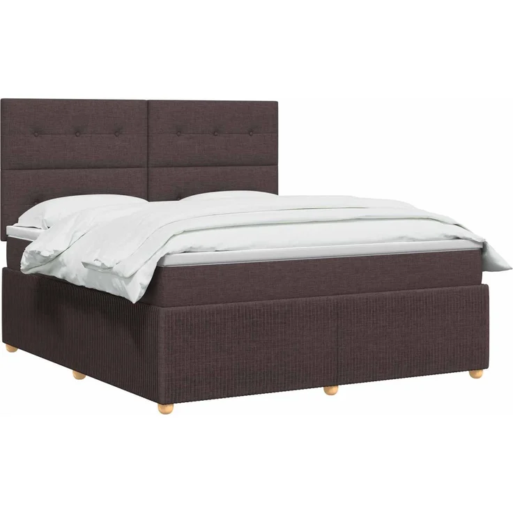 vidaXL Boxspringbett mit Matratze Dunkelbraun 140 x 190 cm Stoff 3454392 – Bild 3