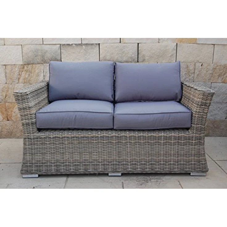 Ragnarök Möbel-Design Gartenlounge-Set Lounge Set Isfjord, (Set, Polyrattan, Alu), 1x Zweisitzer Sofa, 1 kl. & 1 gr. Beistelltisch, 2x Sessel – Bild 7