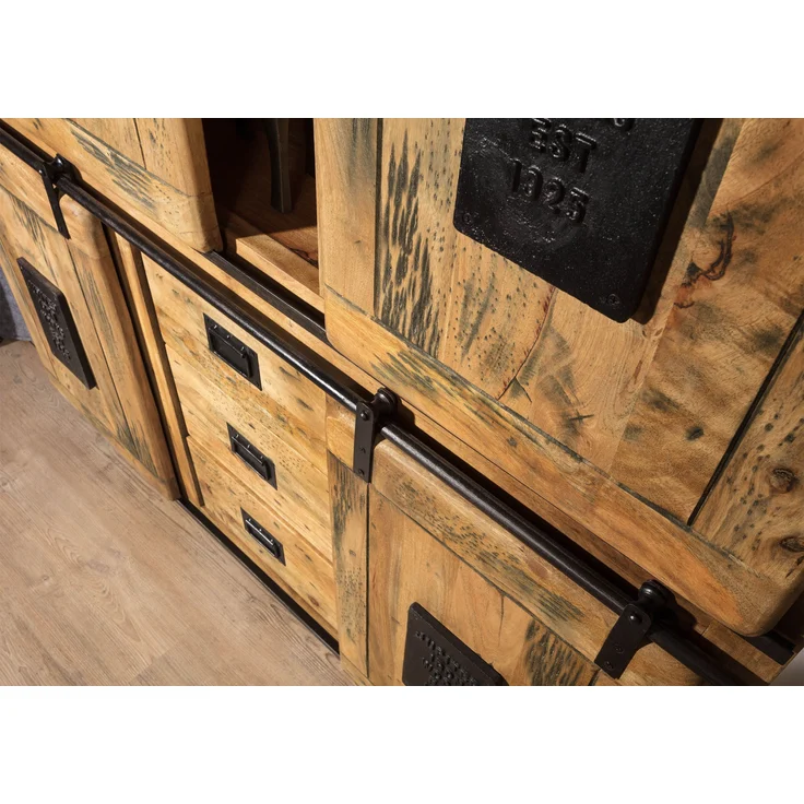 Highboard Mango 150x45x160 natur lackiert RAILWAY #125 – Bild 6