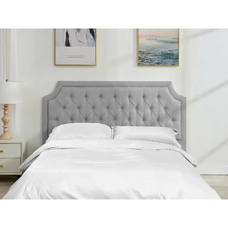 Vente-unique - JOHENE Bettkopfteil und Bettbrücke Stoff Grau - B 8 cm x H 110 cm x L 200 cm – Bild 6