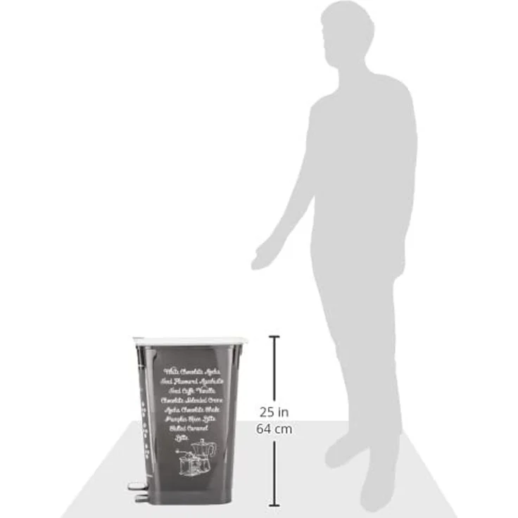 Kiss Kis Abfallbehälter Chic Coffee menu 45 Liter, Plastik, Mehrfarbig, 29x44. 5x60. 5 cm – Bild 5