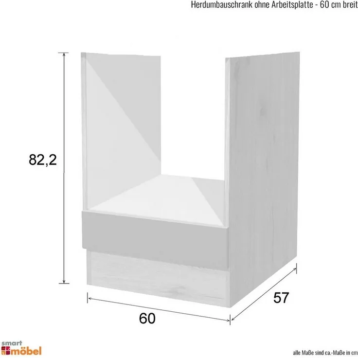 Flex-Well Herdumbauschrank Herdumbauschrank ohne Arbeitsplatte - 60 cm breit - Hochglanz Weiß