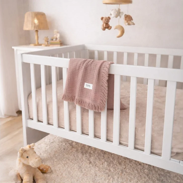 Kinderdecke MUSLIN BLANKET, lionelo, 6 Lagen/100% Baumwolle/ganzjährig/weicher Musselin/Fransen – Bild 3