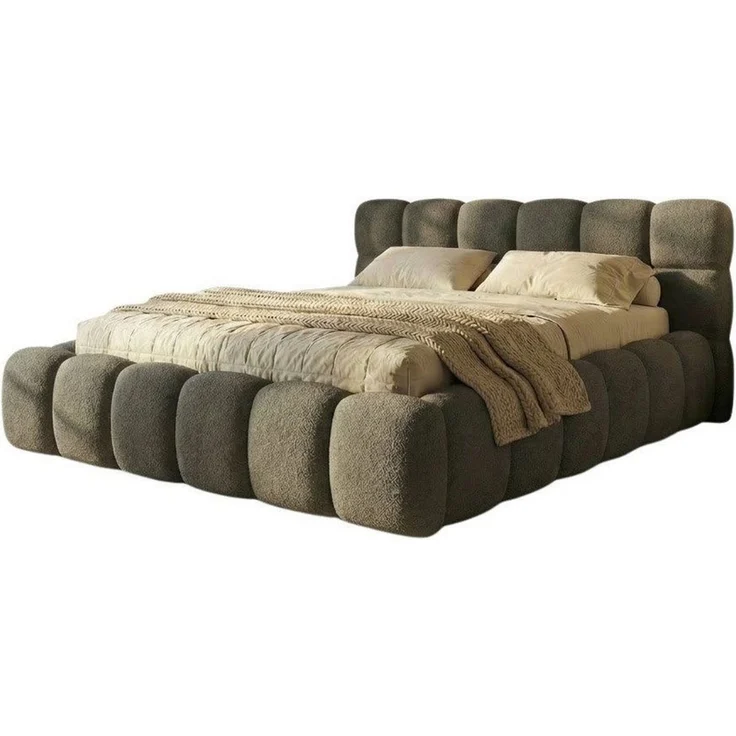 yourhouse24 Polsterbett Boston Slim Bouclé kompaktes Wolkenbett mit Bettkasten, Bubble-Optik & Japandi – Bild 3