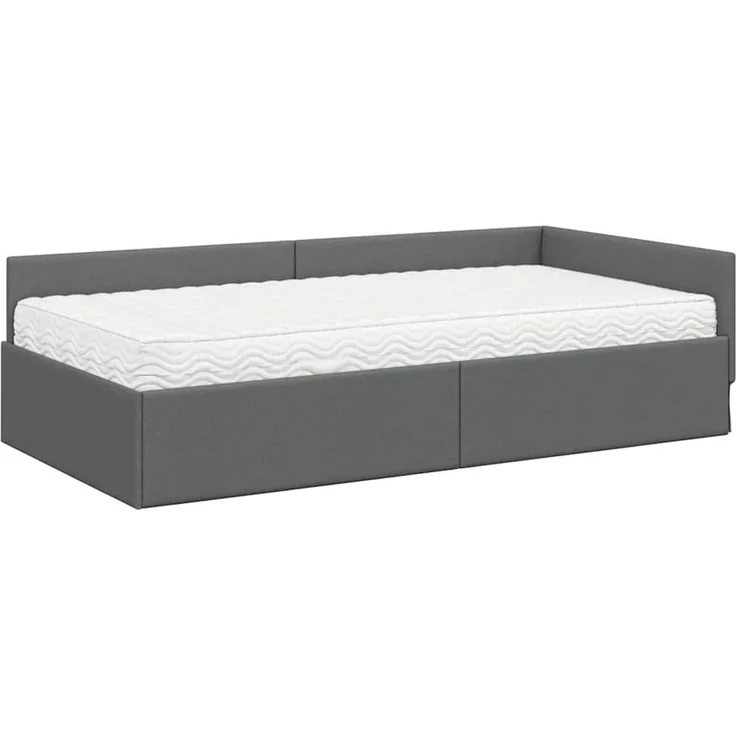 vidaXL Eckbettgestell mit Matratze 2 stk. Dunkelgrau 90 x 190 cm Stoff 3393590 – Bild 4