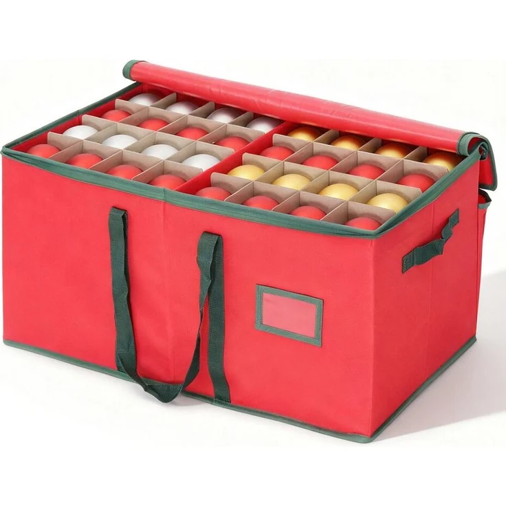 Salcar Aufbewahrungsbox Weihnachtskugel 128 Fächer Christbaumkugel Aufbewahrungstasche (128 St), 128 Fächer je 8cm, Doppelreißverschluss, Tragegriffe & Etikettenhalter – Bild 1