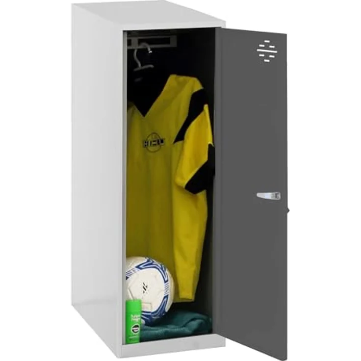 SimonRack Simonlocker Kommode, klein, 915 x 300 x 500 mm, Amario aus Metall, inkl. Schlüssel, Grau/Anthrazit – Bild 4