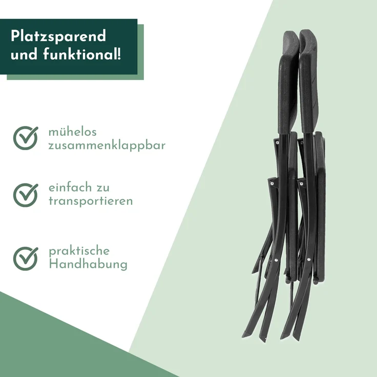 Klappstuhl 2er Set Stühle, schwarz Holz-Optik, Campingstuhl – Bild 4
