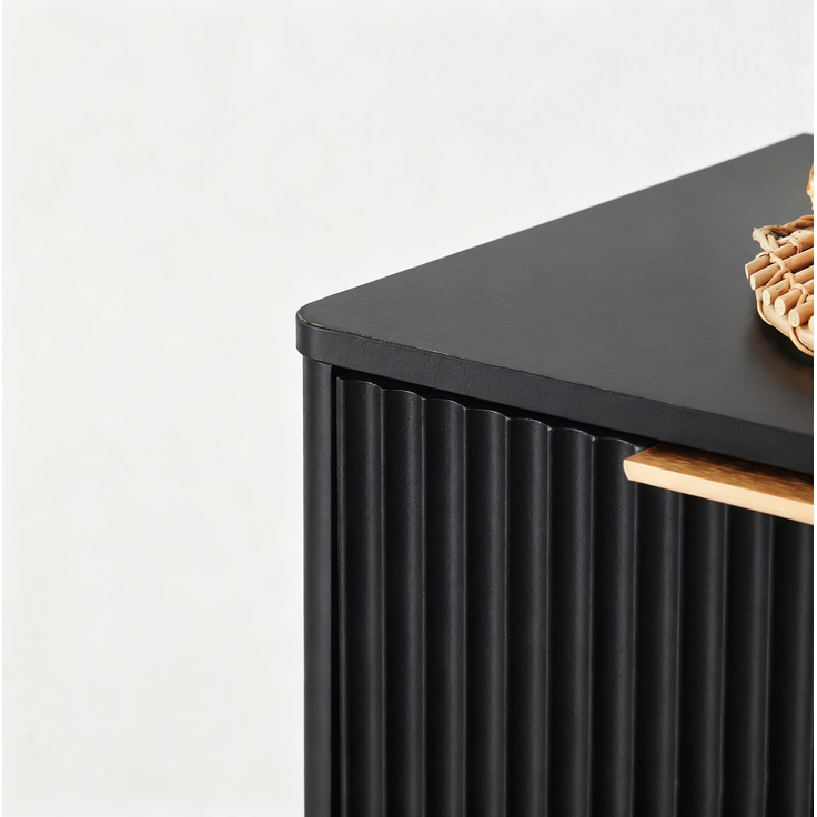 DESVIAE Sideboard mit 4 Türen 150x70,5x40 cm aus MDF Schwarz – Bild 9