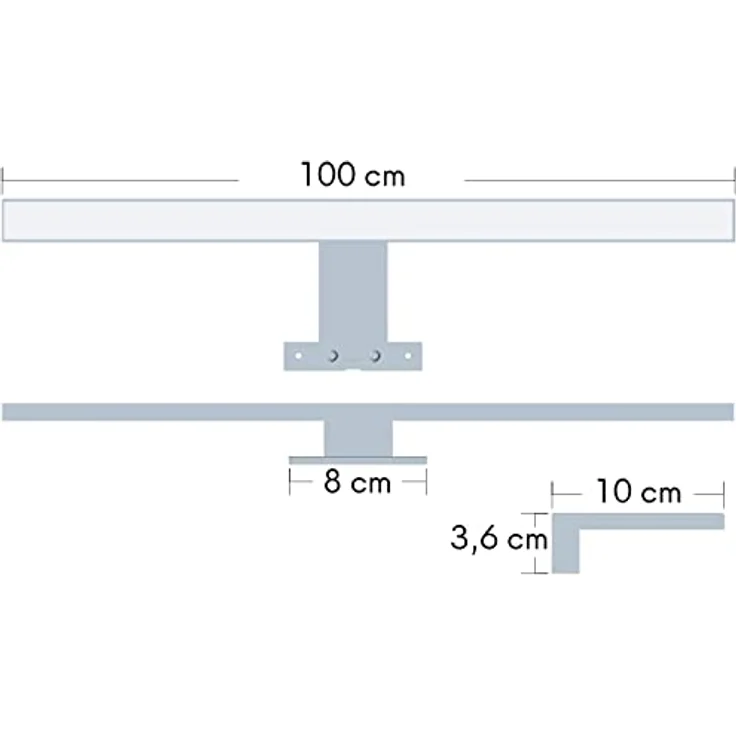 kalb LED Spiegelleuchte 100cm LED Badleuchte Badlampe Spiegellampe 230V, silbergrau, neutralweiß – Bild 5