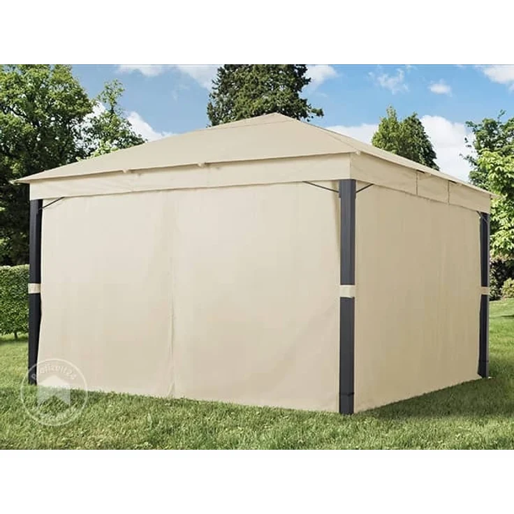 Gartenpavillon 4x4 m ALU PREMIUM ca. 220g/m² Dachplane wasserdicht, Pavillon Gartenzelt 4 Seitenteile champagner – Bild 3
