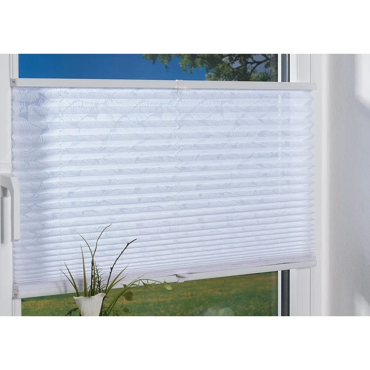 K-home Klemmfix-Plissee , Ausbrenner Stoff, weiß, 80x210 cm (B x L) – Bild 5