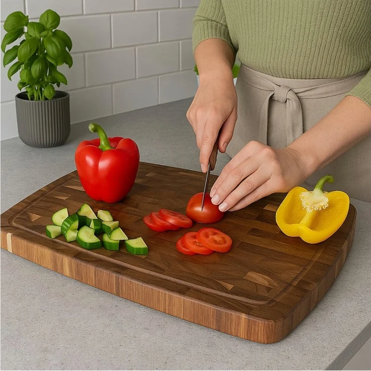 Koopman Schneidebrett Holzbrett Küchenbrett Servierbrett Akazie 46x36cm, Holz, (1-St), Saftrille, Stabil & Langlebig, Naturholz, Verformungsbeständig, Braun – Bild 1