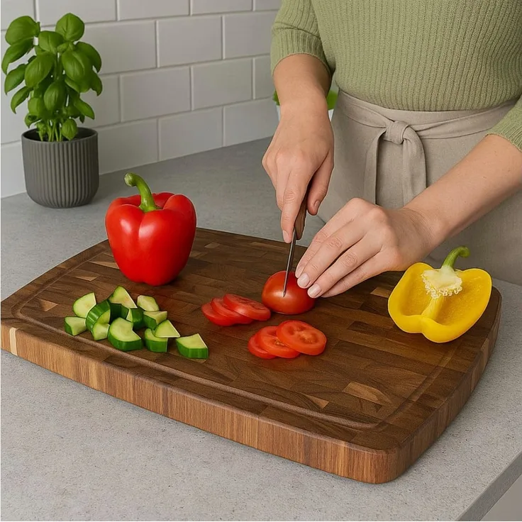 Koopman Schneidebrett Holzbrett Küchenbrett Servierbrett Akazie 46x36cm, Holz, (1-St), Saftrille, Stabil & Langlebig, Naturholz, Verformungsbeständig, Braun