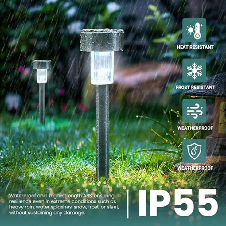 GIGALUMI Solarlampen für außen, Solarleuchten für Garten, 24 Stück, wasserdichte Solar Gartenleuchten für außen Garten, Balkon, Terrasse, Rasen, Wege (kaltweißen) – Bild 7
