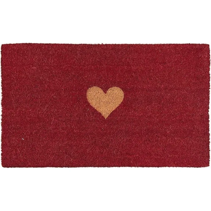 Clayre & Eef Fußmatte Fußmatte Tür Kokos Fußabstreifer Rot Herz 75x45x2 cm Clayre & Eef, Rechteckig, Höhe: 2 mm