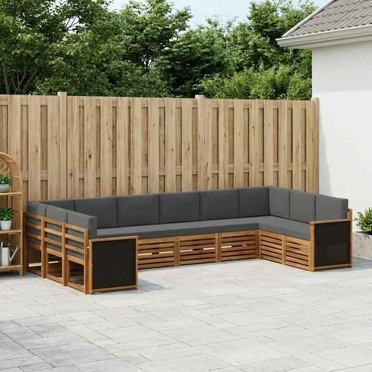 vidaXL Outdoor-Sofagarnitur 10 stk. 10-Sitzer Natur und Anthrazit 3384883