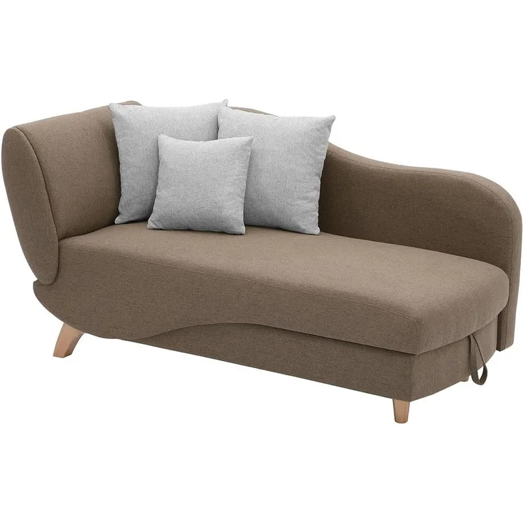 Vente-unique - PENELOPE Chaise longue Stoff Braun - B 80 cm x H 81 cm x L 160 cm