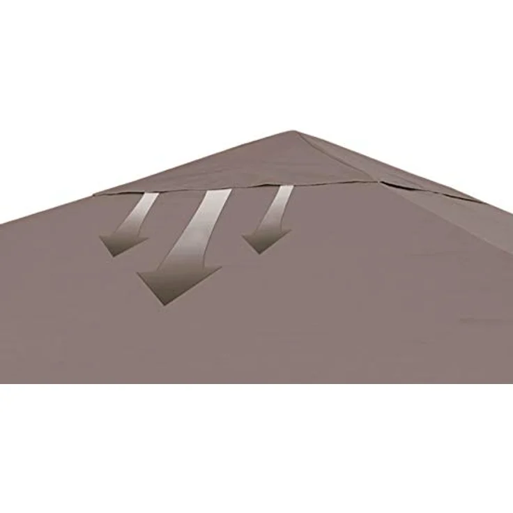 QUICK STAR Ersatzdach für Rank Pavillon 3x3m, Taupe, 100% Polyester mit PVC-Beschichtung, Dachlüftung, Klettband-Befestigung – Bild 4