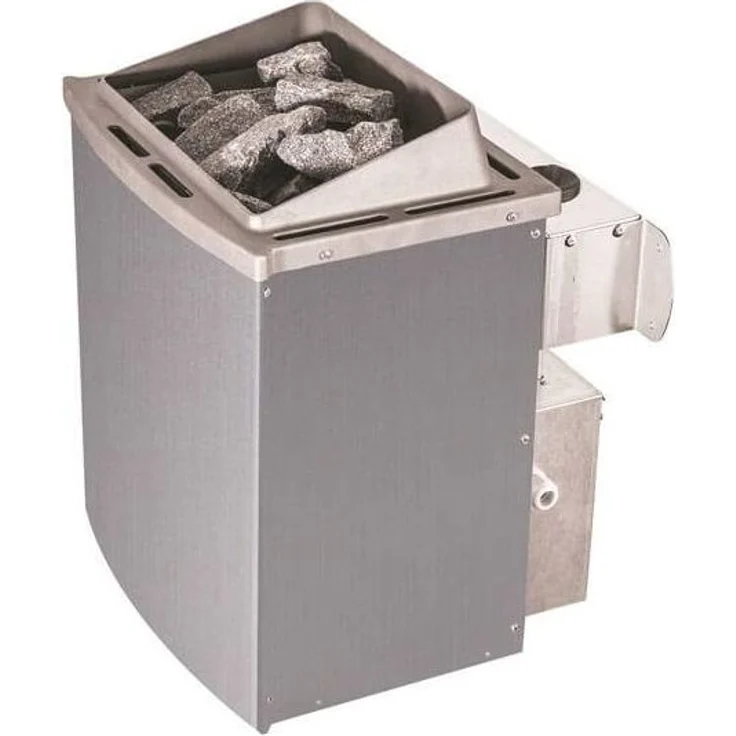 Karibu Sauna Gobin mit Dachkranz + 9kW Saunaofen mit integrierter Steuerung Bronzierte Ganzglastür – Bild 3