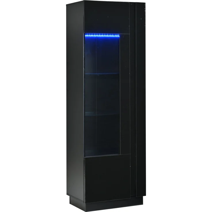Vitrine 60x40x180 cm in Schwarz mit Acrylglastür und LED-Beleuchtung – Bild 5
