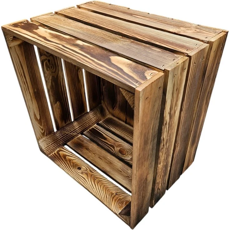Teramico Holzkiste Holzkiste Obstkiste 40x30x40cm Geflammt, Aufbewahrungsbox – Bild 3