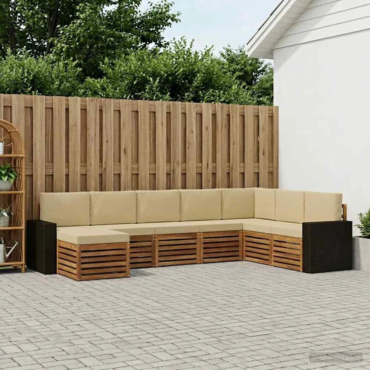 vidaXL Outdoor-Sofagarnitur 8 stk. 8-Sitzer Natur und Beige 3384724 – Bild 1