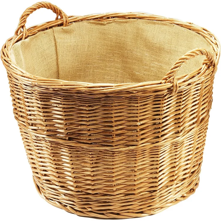 Kobolo Kaminholzkorb Holztrage rund gekochte Weide Leinen D 62 cm – Bild 5