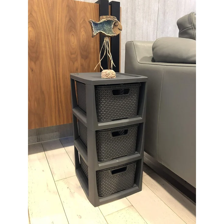 BranQ Regal 1725, Rattanregal mit 3 Körben 3x7L – Bild 2