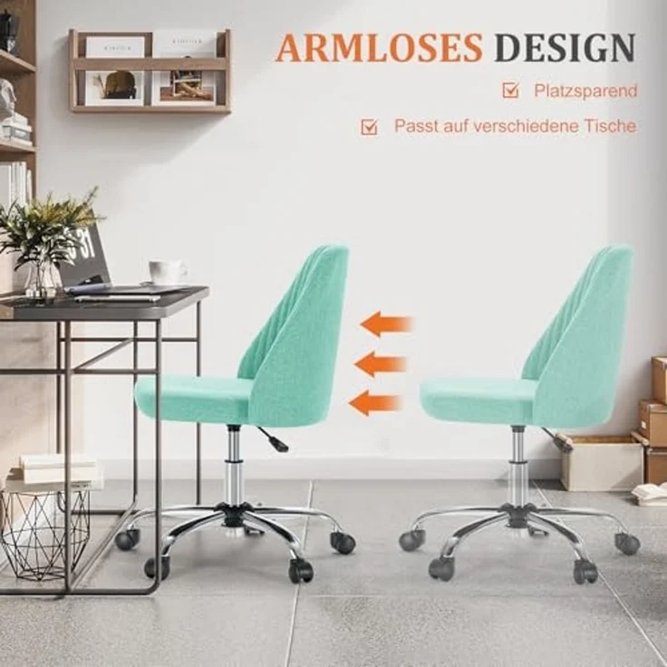 DUMOS Bürostuhl Schreibtischstuhl schminktisch Stuhl kleine Schreibtischstühle mit Rollen niedlicher Drehstuhl Rückenlehne armlos Heimbüro – Bild 4
