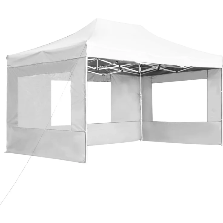 Profi-Partyzelt Faltbar, Gartenzelt mit Wänden Aluminium 4,5x3 m Weiß – Bild 2
