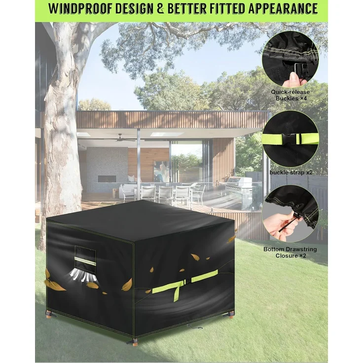 VDISRR Abdeckhaube Gartenmöbel, 420D Oxford Abdeckhauben Für Tische 250 x 250 x 90 cm,Gartentische Schutzhülle mit Belüftungsöffnungen Wasserdicht, UV-beständig, Staubfest, Winterfest für Terrassenmöbel – Bild 4