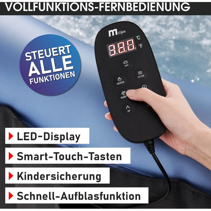 BRAST Whirlpool aufblasbar MSpa Bergen XXL für 8 Personen Ø224X70cm In- Outdoor Pool Ganzjähriger Einsatz 144 Massagedüsen Stromsparend inkl. Energiespar-Timer – Bild 8