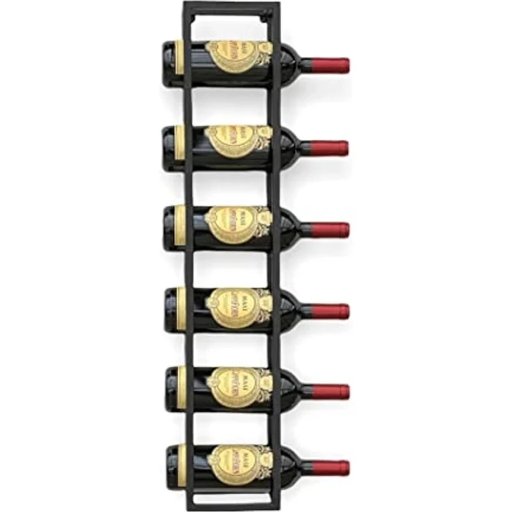 DanDiBo Weinregal Metall Wand 80 cm Schwarz Flaschenregal 96238 Flaschenhalter Wandmontage Modern Wandhalter Wandregal für 6 Flaschen – Bild 3